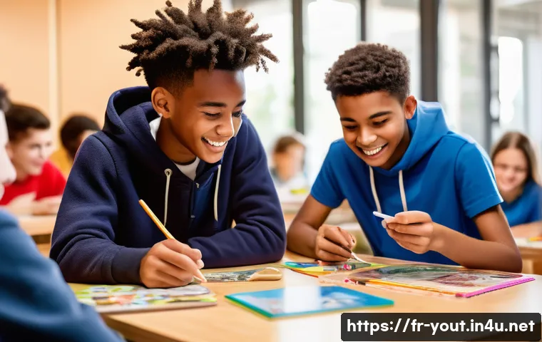 청소년지도사와 청소년 문제 해결 프로젝트 사례 - **Prompt: French Teenagers Engaging in Balanced Digital and Offline Activities**
    "An energetic a...