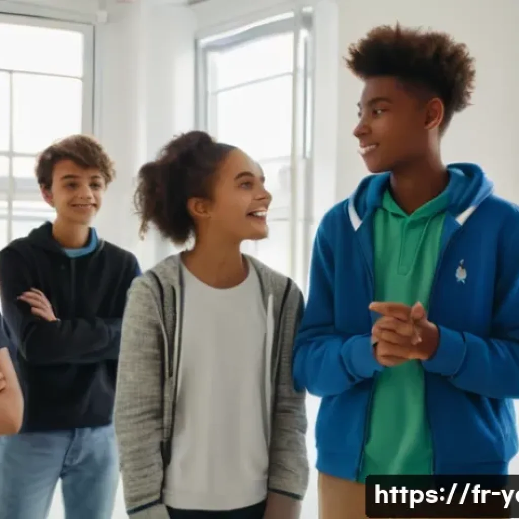 청소년지도사로서의 전문성 강화 세미나 - A diverse group of French teenagers participating in a theatre forum workshop in a modern community ...