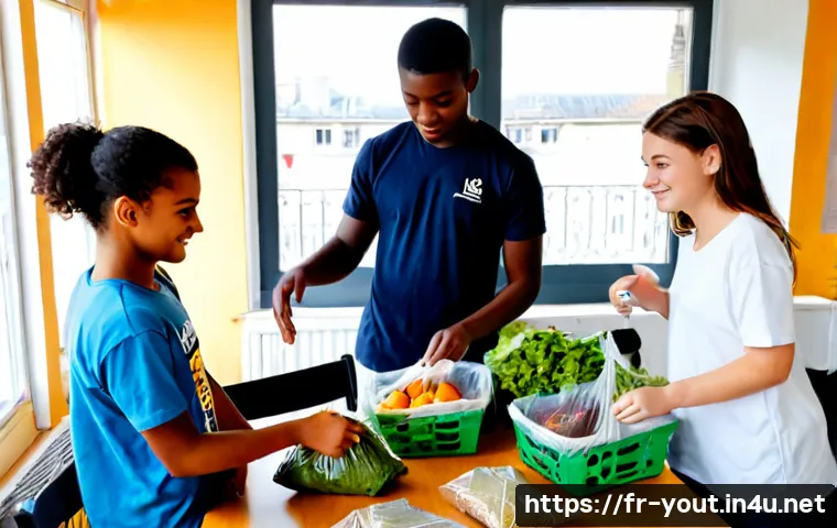 청소년지도사와 청소년 봉사활동 사례 연구 - Photorealistic French youth community center volunteer project, a warm and approachable youth mentor...